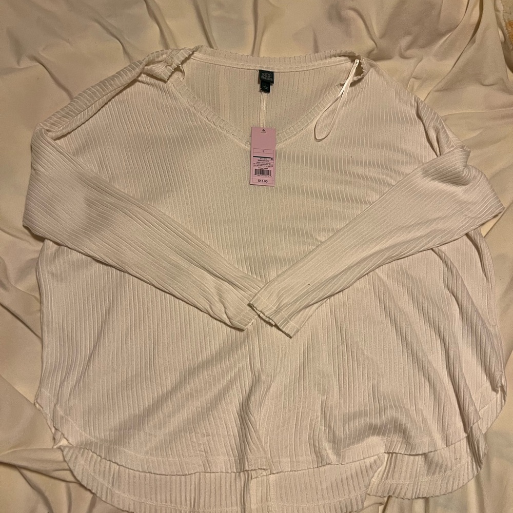 Wild Fable Off-White Ribbed Top
